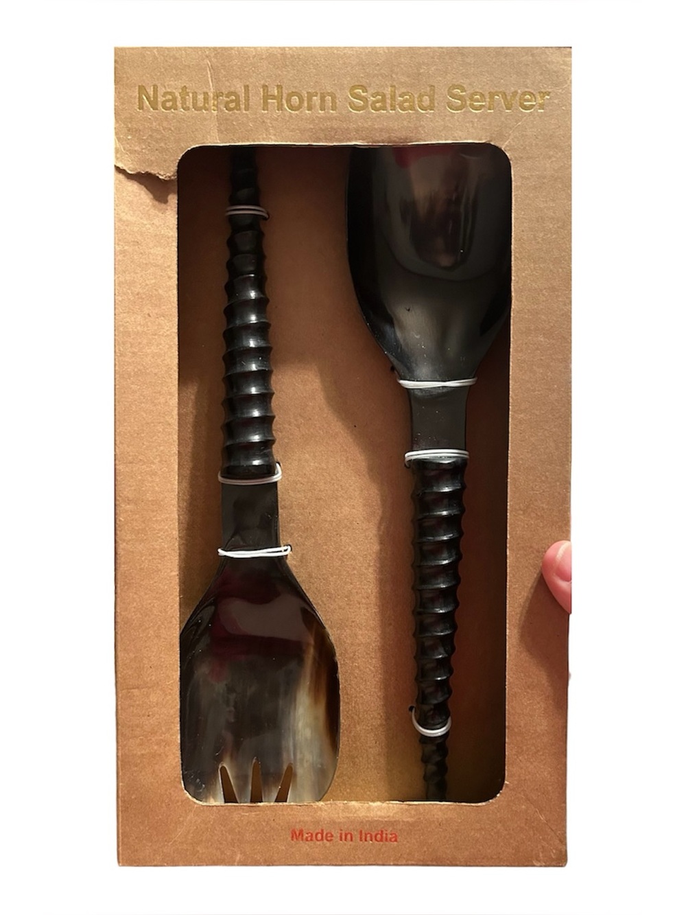 Natural Horn Salad Server